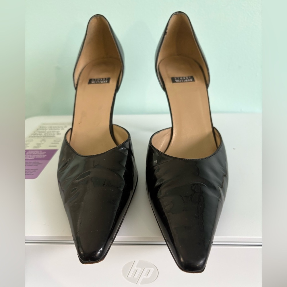 Women’s Stuart  Pointed Closed Toe Heels Black Patent Leather Pumps 8M